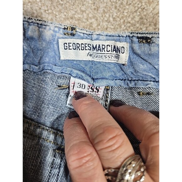 Guess Georges Marciano Jeans 80s Acid Wash Zig Zag Button Fly USA Vtg Women's 30 - Picture 5 of 16